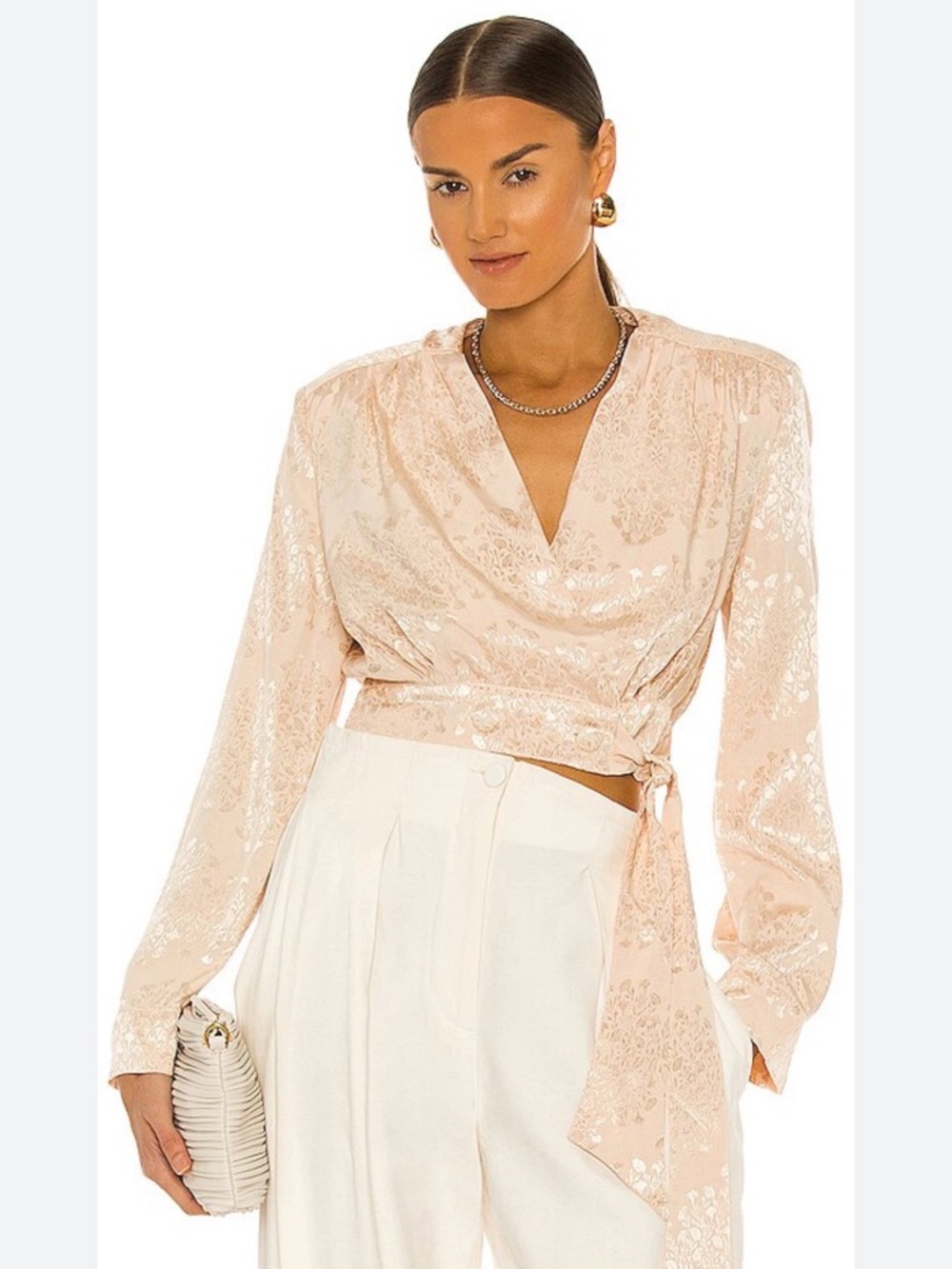 NWT Sabina Musayev Julianna 
Top with shoulder pads in Powder XS from Revolve